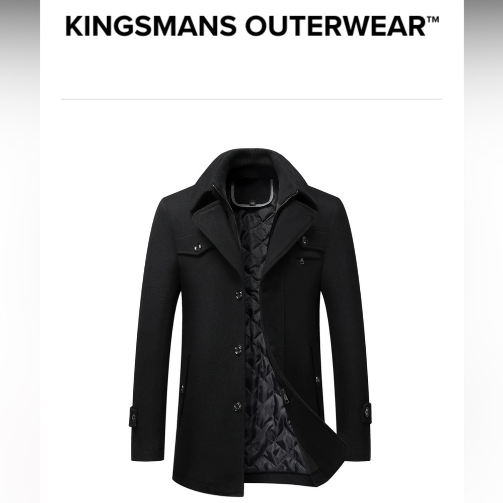 NWT Men’s Coat - Kingsmans Outerware Black Keel Trench Coat  / BLACK / LARGE